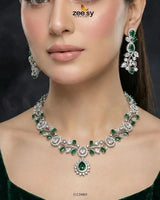 Silver Blossom Vine Necklace Set Necklace Sets - Zeesy Jewellery Pakistan | Premium Artificial & Imitation Jewellery
