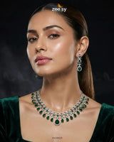 Silver Halo Cascading Necklace Set Necklace Sets - Zeesy Jewellery Pakistan | Premium Artificial & Imitation Jewellery