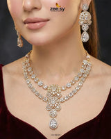 Blush Bold Diamond Necklace Set Necklace Sets - Zeesy Jewellery Pakistan | Premium Artificial & Imitation Jewellery