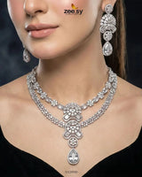 Blush Bold Diamond Necklace Set Necklace Sets - Zeesy Jewellery Pakistan | Premium Artificial & Imitation Jewellery