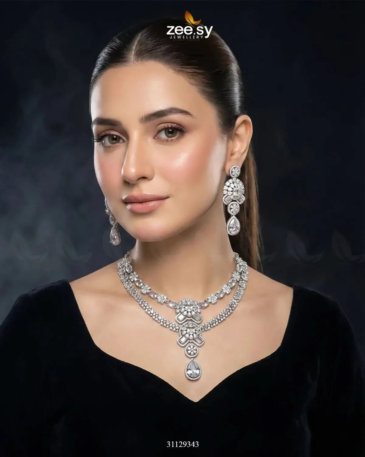 Blush Bold Diamond Necklace Set Necklace Sets - Zeesy Jewellery Pakistan | Premium Artificial & Imitation Jewellery