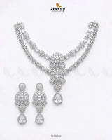 Blush Bold Diamond Necklace Set Silver Necklace Sets - Zeesy Jewellery Pakistan | Premium Artificial & Imitation Jewellery