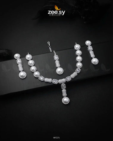 Eclips Necklace Set Silver Necklace Sets - Zeesy Jewellery Pakistan | Premium Artificial & Imitation Jewellery