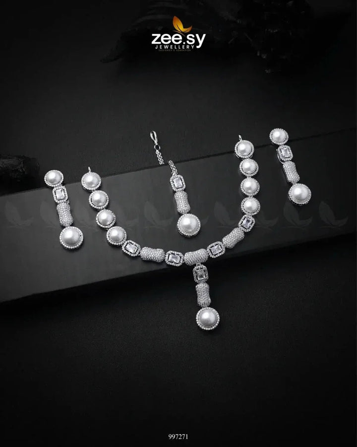 Eclips Necklace Set Silver Necklace Sets - Zeesy Jewellery Pakistan | Premium Artificial & Imitation Jewellery