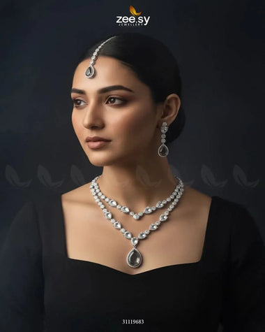 Interlock Traditional Necklace Set Necklace Sets - Zeesy Jewellery Pakistan | Premium Artificial & Imitation Jewellery