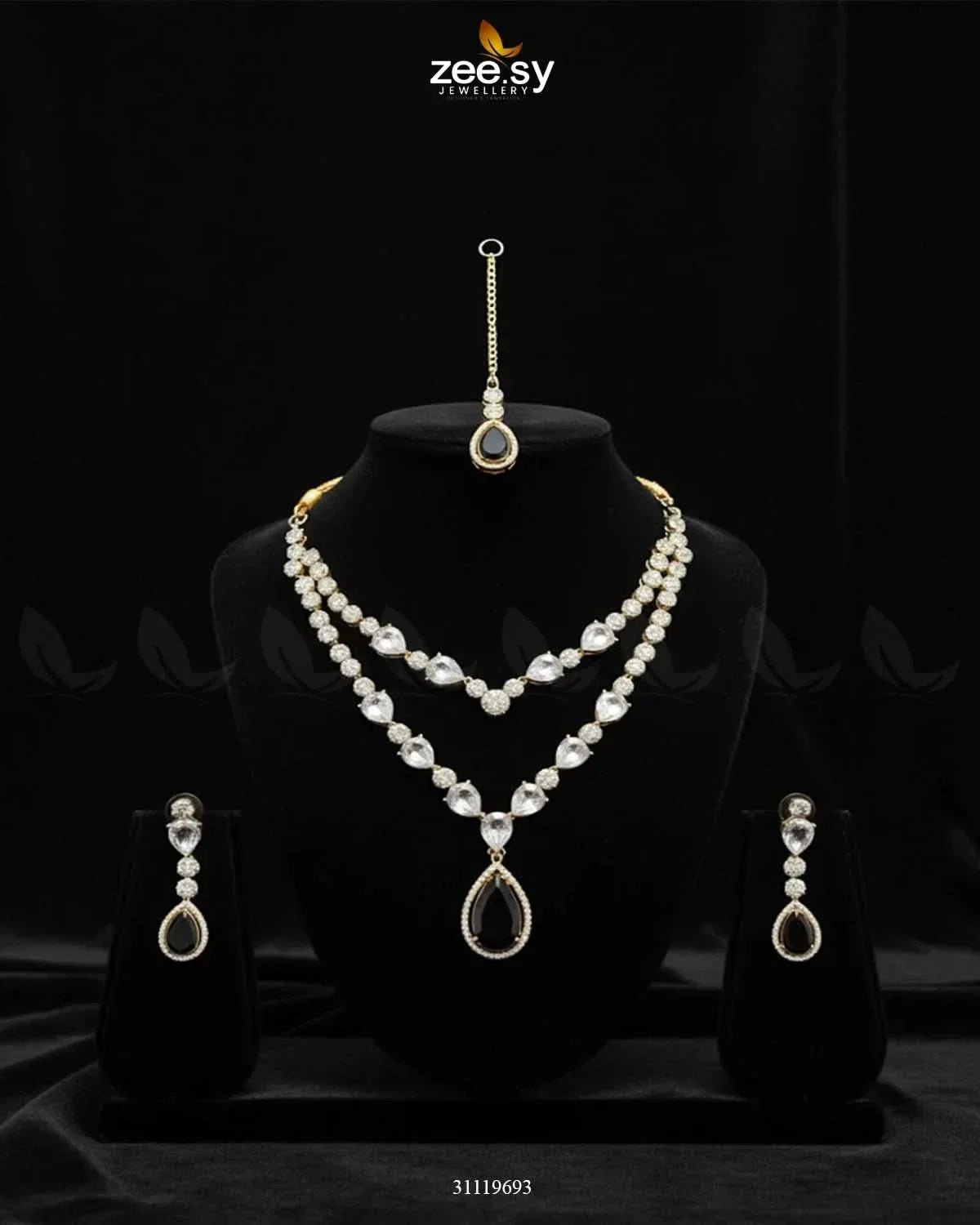Interlock Traditional Necklace Set Necklace Sets - Zeesy Jewellery Pakistan | Premium Artificial & Imitation Jewellery