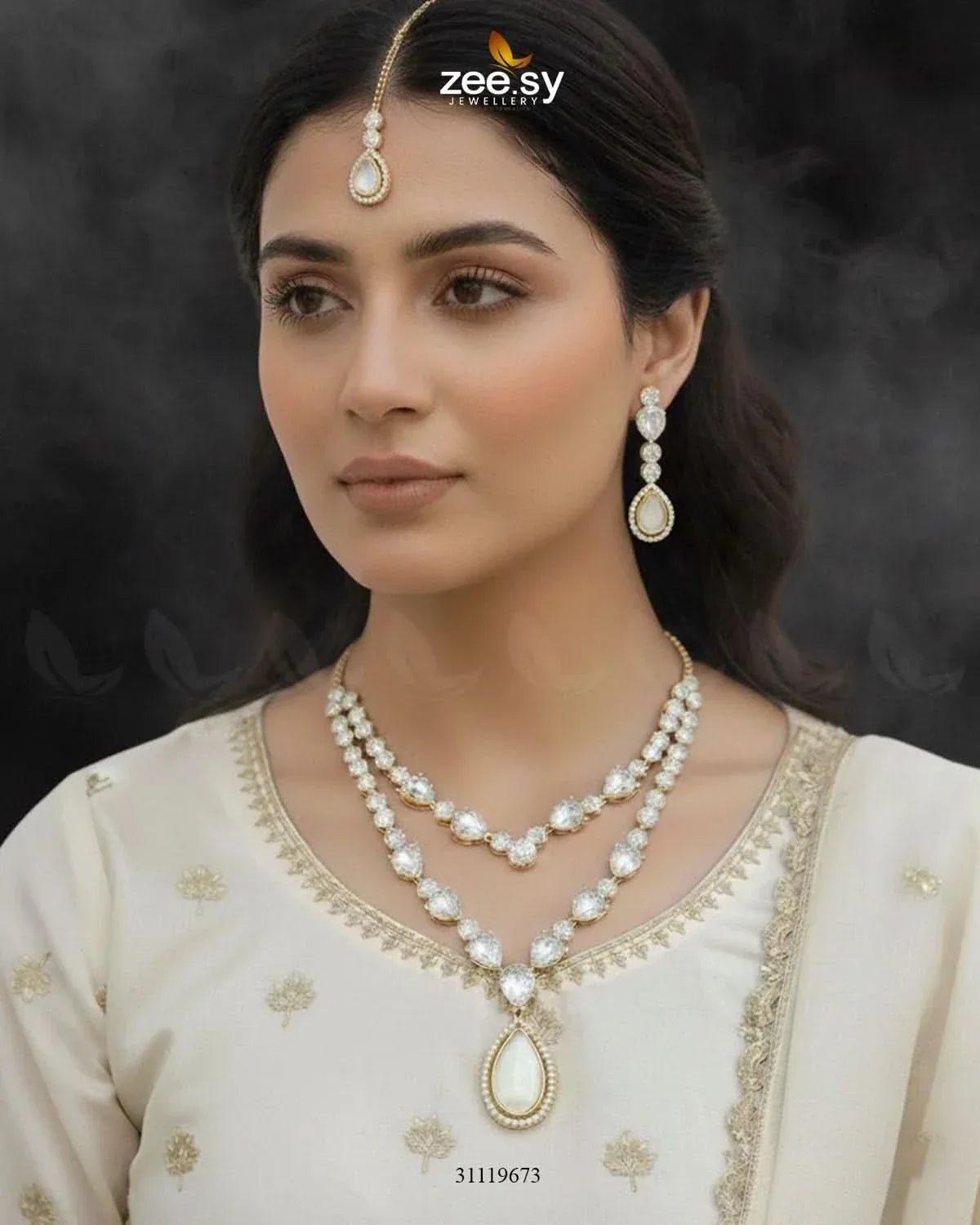 Interlock Traditional Necklace Set Necklace Sets - Zeesy Jewellery Pakistan | Premium Artificial & Imitation Jewellery