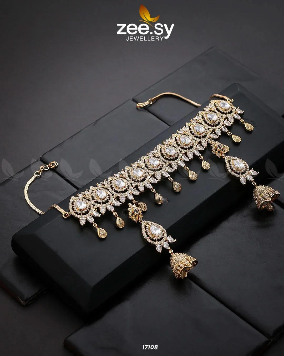 Kohinoor Necklace Golden White Necklace Sets - Zeesy Jewellery Pakistan | Premium Artificial & Imitation Jewellery