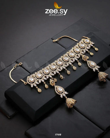 Kohinoor Necklace Golden White Necklace Sets - Zeesy Jewellery Pakistan | Premium Artificial & Imitation Jewellery