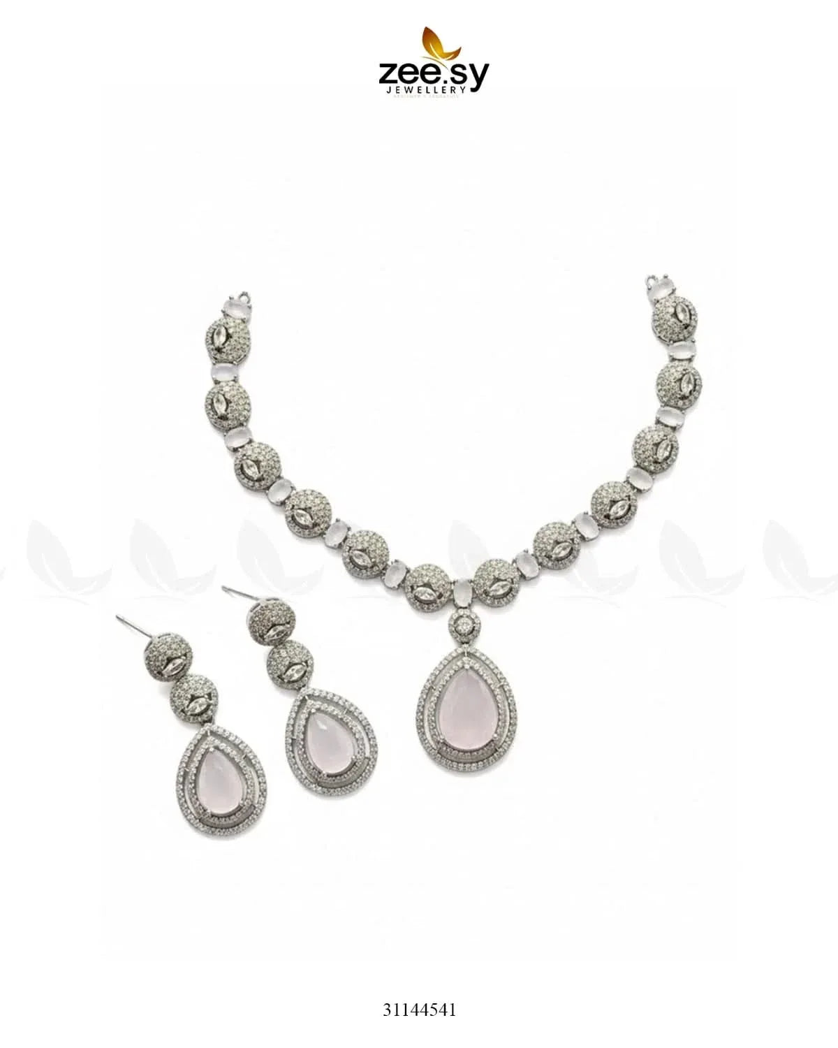 Elegant Heart Cluster Necklace Set Necklace Sets - Zeesy Jewellery Pakistan | Premium Artificial & Imitation Jewellery