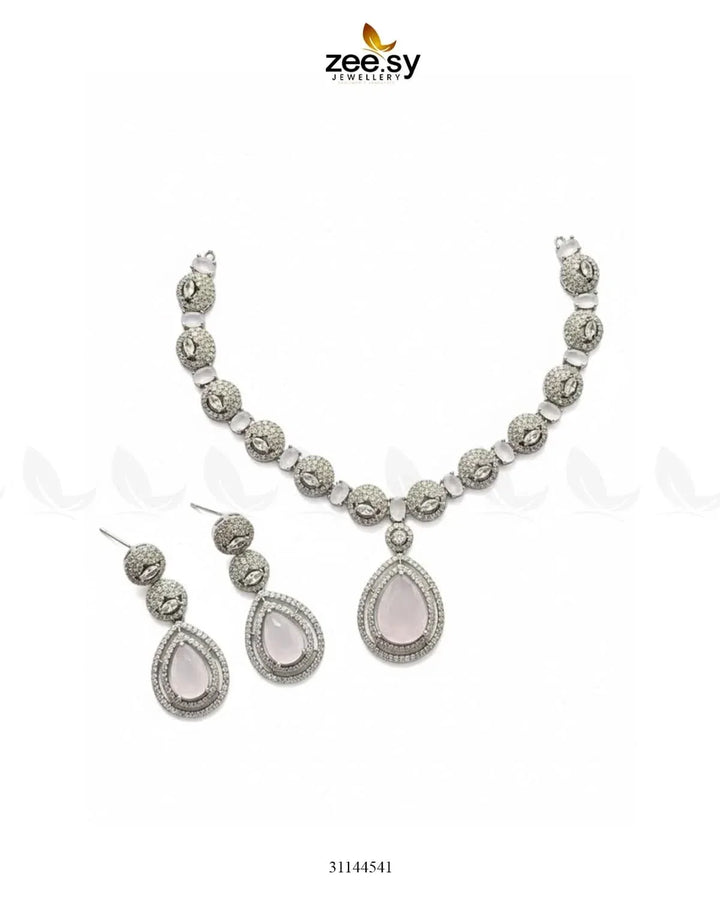 Elegant Heart Cluster Necklace Set Necklace Sets - Zeesy Jewellery Pakistan | Premium Artificial & Imitation Jewellery