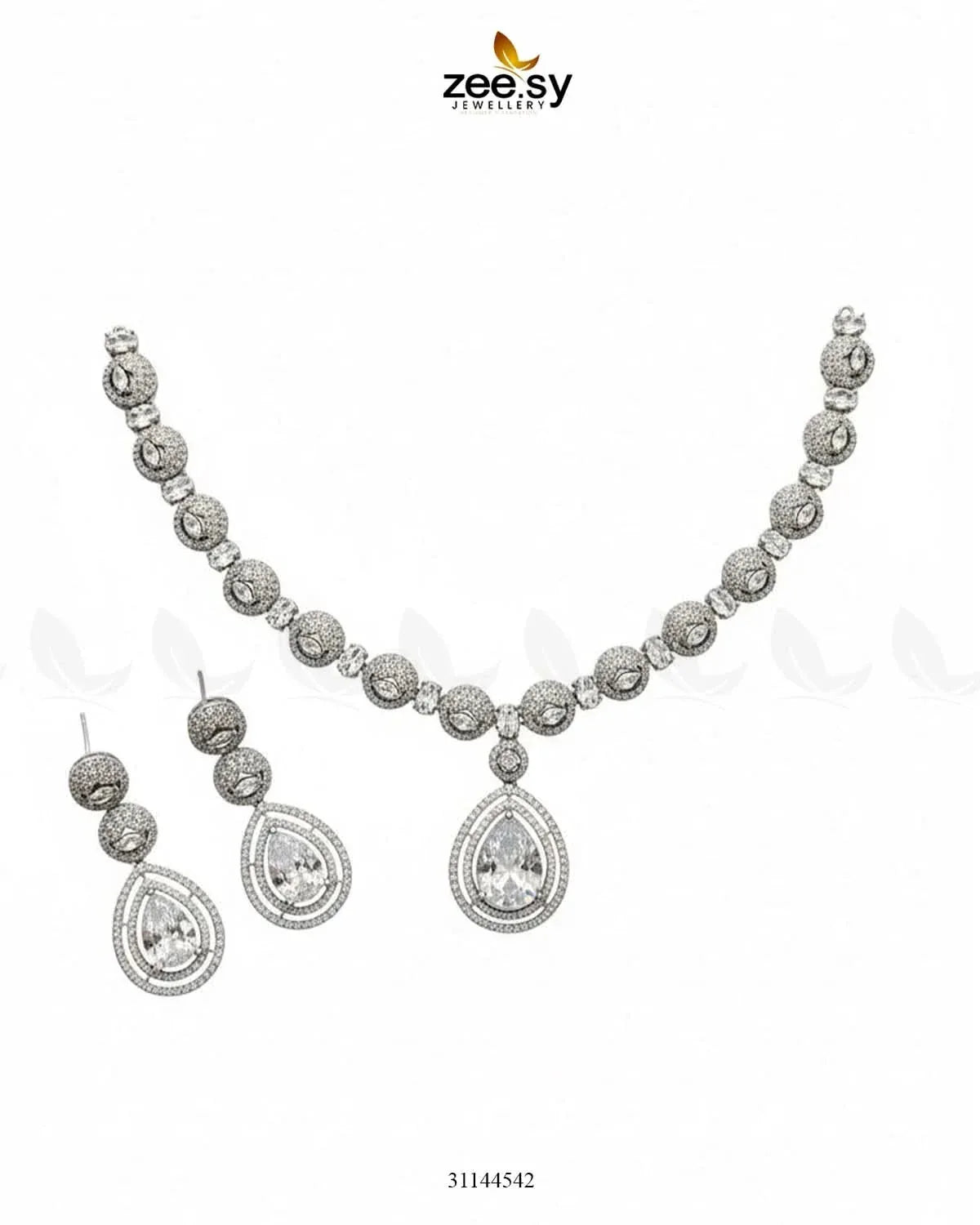Elegant Heart Cluster Necklace Set Necklace Sets - Zeesy Jewellery Pakistan | Premium Artificial & Imitation Jewellery