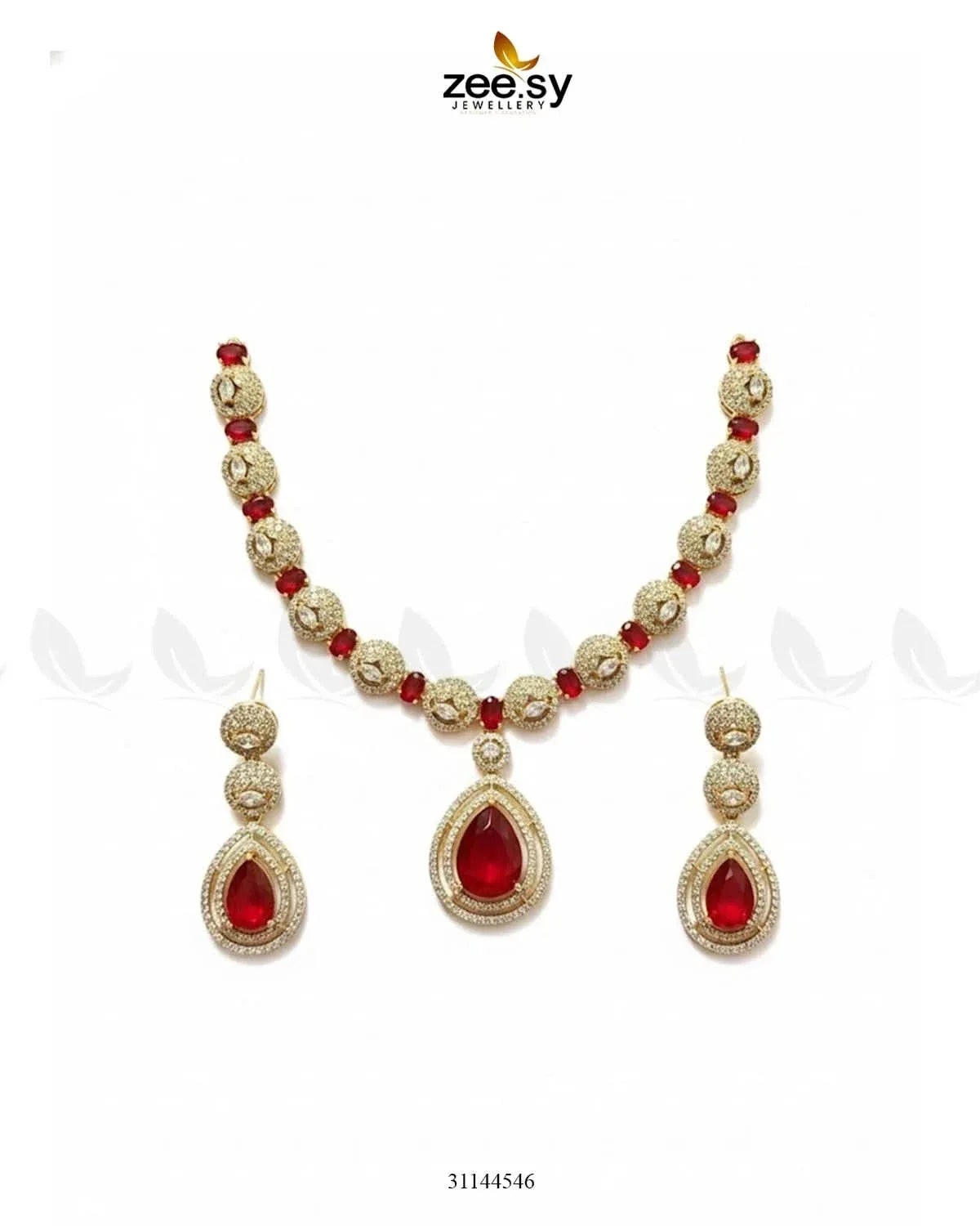 Elegant Heart Cluster Necklace Set Necklace Sets - Zeesy Jewellery Pakistan | Premium Artificial & Imitation Jewellery