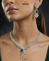 Royal Floral Zirconia Necklace Set Necklace Sets - Zeesy Jewellery Pakistan | Premium Artificial & Imitation Jewellery