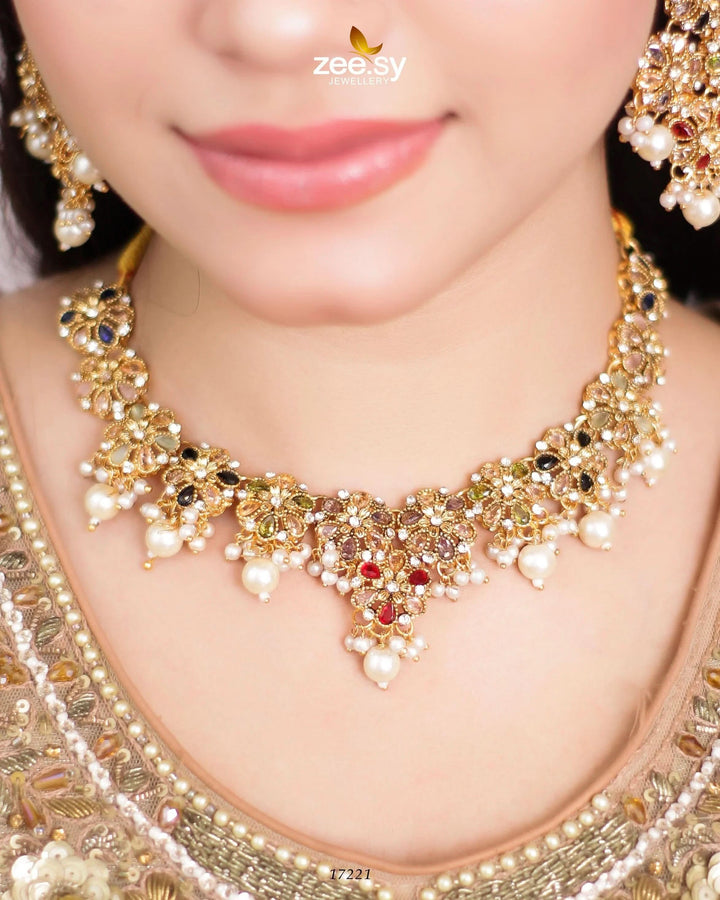 Magnolia Glimmer Necklace Multi Necklace Sets - Zeesy Jewellery Pakistan | Premium Artificial & Imitation Jewellery