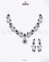 Silver Bold Stone Necklace Set Silver Blue Necklace Sets - Zeesy Jewellery Pakistan | Premium Artificial & Imitation Jewellery