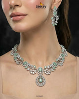 Silver Bold Stone Necklace Set Necklace Sets - Zeesy Jewellery Pakistan | Premium Artificial & Imitation Jewellery