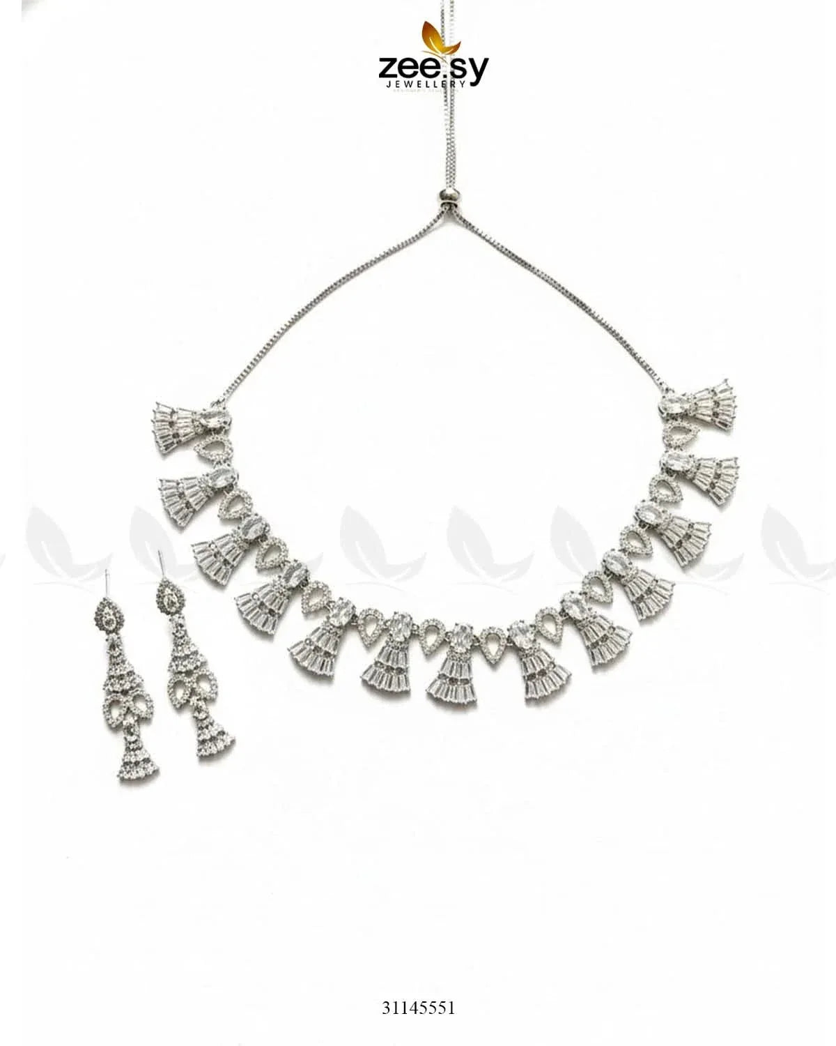 Baguette Fringe Tassel Necklace Set Necklace Sets - Zeesy Jewellery Pakistan | Premium Artificial & Imitation Jewellery