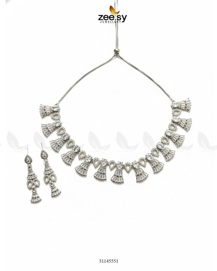 Baguette Fringe Tassel Necklace Set Necklace Sets - Zeesy Jewellery Pakistan | Premium Artificial & Imitation Jewellery