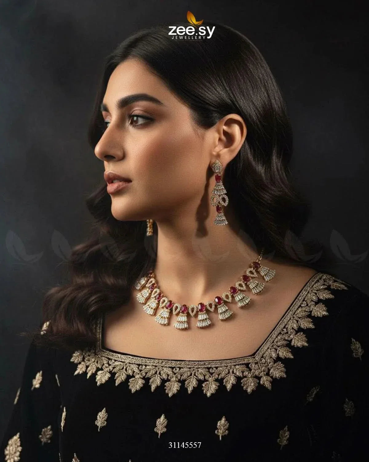 Baguette Fringe Tassel Necklace Set Necklace Sets - Zeesy Jewellery Pakistan | Premium Artificial & Imitation Jewellery