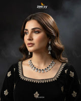 Baguette Fringe Tassel Necklace Set Necklace Sets - Zeesy Jewellery Pakistan | Premium Artificial & Imitation Jewellery