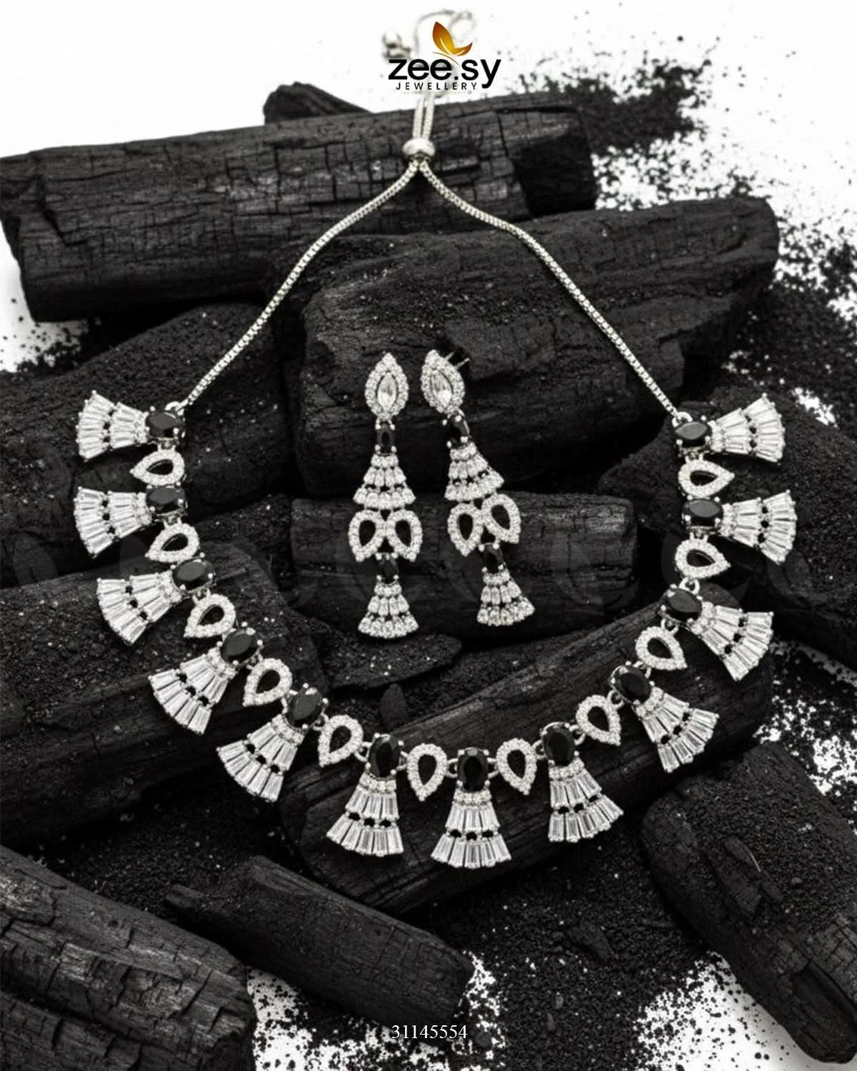 Baguette Fringe Tassel Necklace Set Necklace Sets - Zeesy Jewellery Pakistan | Premium Artificial & Imitation Jewellery