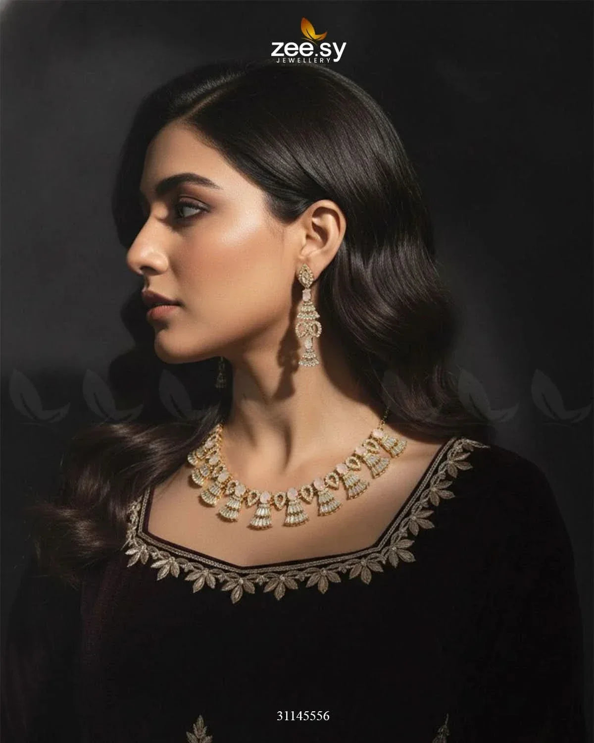 Baguette Fringe Tassel Necklace Set Necklace Sets - Zeesy Jewellery Pakistan | Premium Artificial & Imitation Jewellery