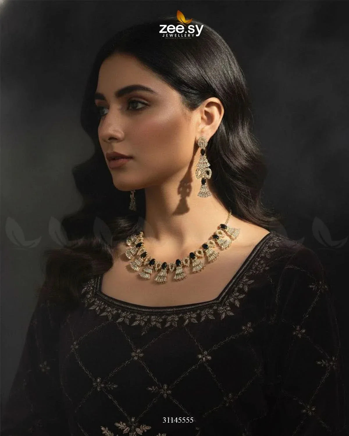 Baguette Fringe Tassel Necklace Set Necklace Sets - Zeesy Jewellery Pakistan | Premium Artificial & Imitation Jewellery