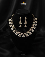 Baguette Fringe Tassel Necklace Set Golden Black Necklace Sets - Zeesy Jewellery Pakistan | Premium Artificial & Imitation Jewellery