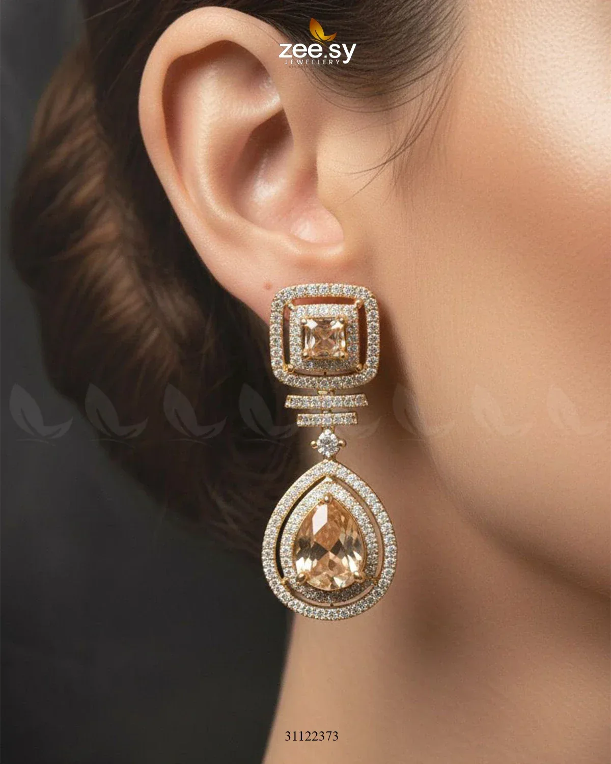 Kavita Art Oval Crystal Necklace Set Necklace Sets - Zeesy Jewellery Pakistan | Premium Artificial & Imitation Jewellery