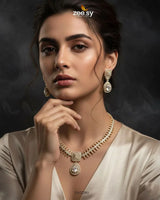 Kavita Art Oval Crystal Necklace Set Necklace Sets - Zeesy Jewellery Pakistan | Premium Artificial & Imitation Jewellery