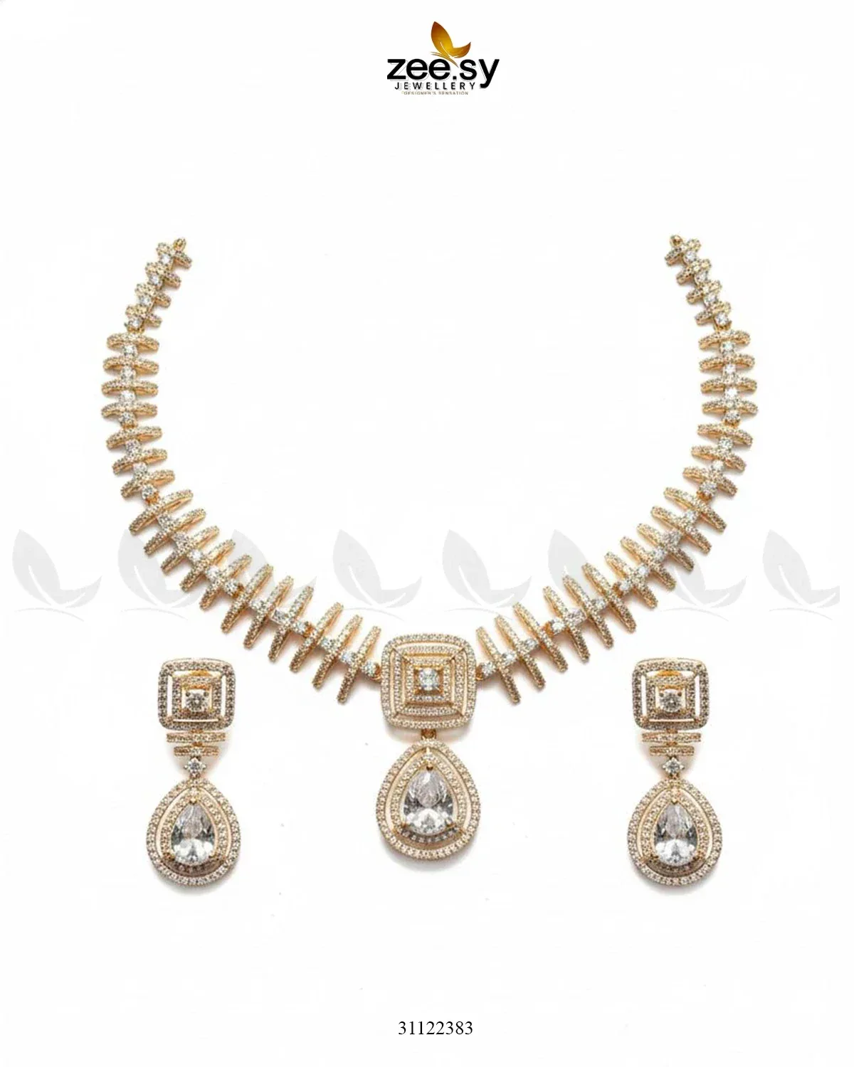 Kavita Art Oval Crystal Necklace Set Necklace Sets - Zeesy Jewellery Pakistan | Premium Artificial & Imitation Jewellery