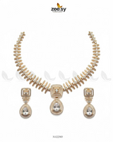 Kavita Art Oval Crystal Necklace Set Necklace Sets - Zeesy Jewellery Pakistan | Premium Artificial & Imitation Jewellery