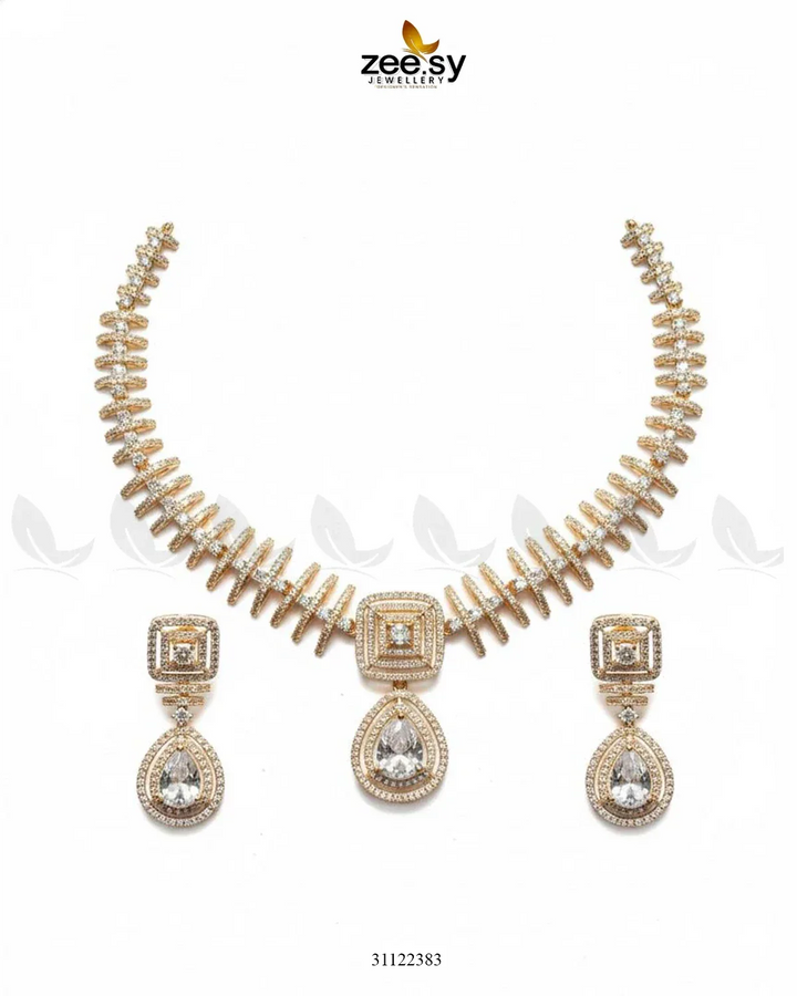 Kavita Art Oval Crystal Necklace Set Necklace Sets - Zeesy Jewellery Pakistan | Premium Artificial & Imitation Jewellery