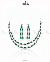Silver Frost Glimmer Necklace Set Silver Green Necklace Sets - Zeesy Jewellery Pakistan | Premium Artificial & Imitation Jewellery