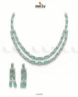 Silver Frost Glimmer Necklace Set Silver Mint Green Necklace Sets - Zeesy Jewellery Pakistan | Premium Artificial & Imitation Jewellery