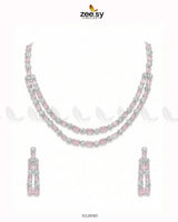 Silver Frost Glimmer Necklace Set Silver Mint Pink Necklace Sets - Zeesy Jewellery Pakistan | Premium Artificial & Imitation Jewellery