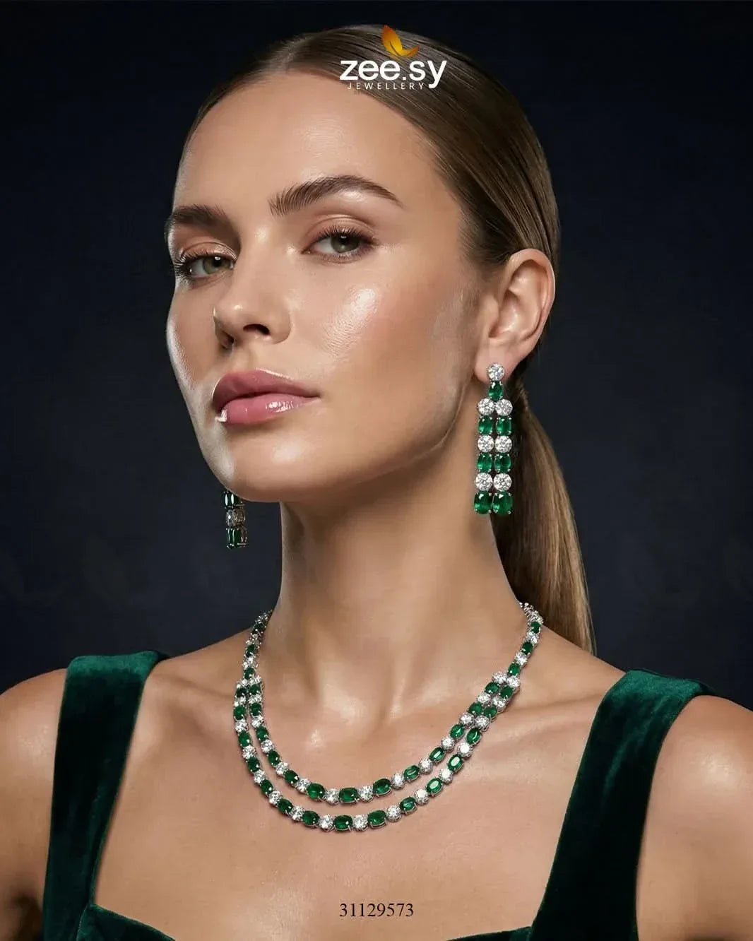 Silver Frost Glimmer Necklace Set Necklace Sets - Zeesy Jewellery Pakistan | Premium Artificial & Imitation Jewellery