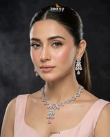 Silver Radiant Drop Necklace Set Necklace Sets - Zeesy Jewellery Pakistan | Premium Artificial & Imitation Jewellery