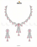 Silver Radiant Drop Necklace Set Silver Mint Green Necklace Sets - Zeesy Jewellery Pakistan | Premium Artificial & Imitation Jewellery