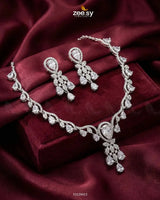 Silver Radiant Drop Necklace Set Necklace Sets - Zeesy Jewellery Pakistan | Premium Artificial & Imitation Jewellery