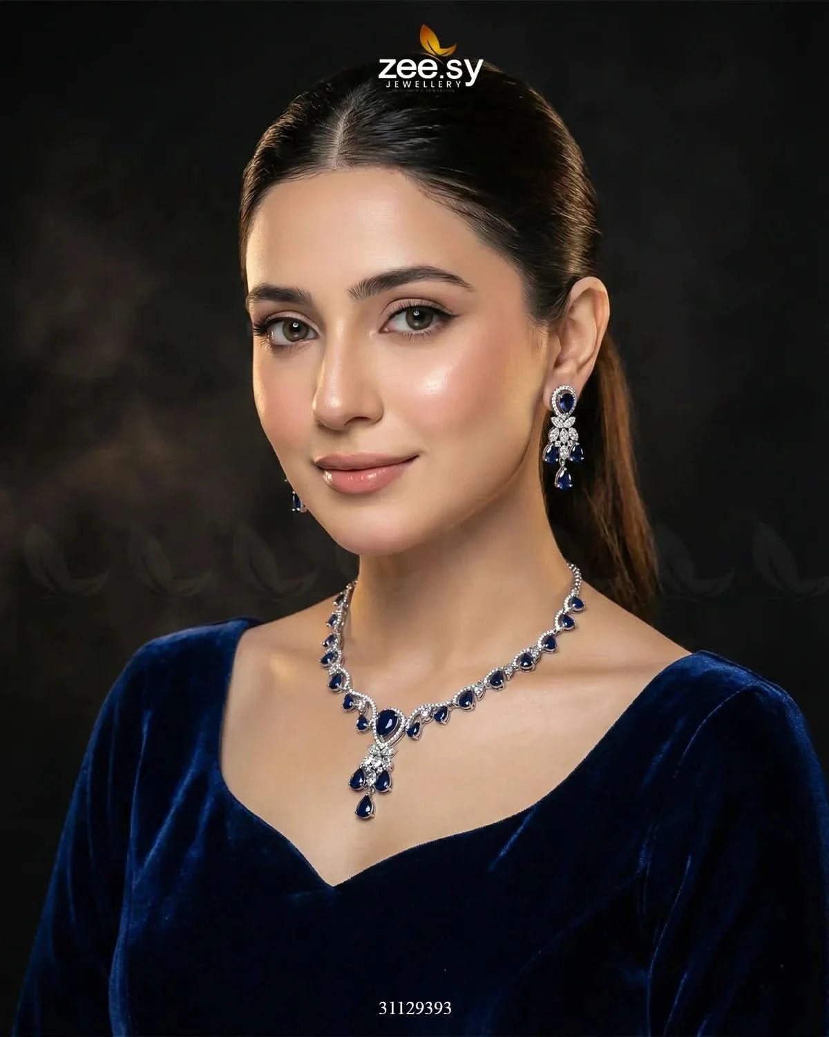 Silver Radiant Drop Necklace Set Necklace Sets - Zeesy Jewellery Pakistan | Premium Artificial & Imitation Jewellery