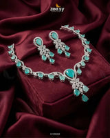Silver Radiant Drop Necklace Set Necklace Sets - Zeesy Jewellery Pakistan | Premium Artificial & Imitation Jewellery