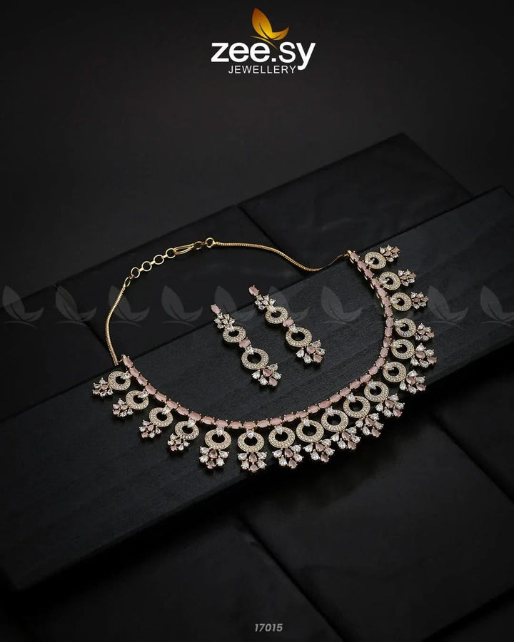 Statement Pieces Necklace Golden Mint Pink Necklace Sets - Zeesy Jewellery Pakistan | Premium Artificial & Imitation Jewellery