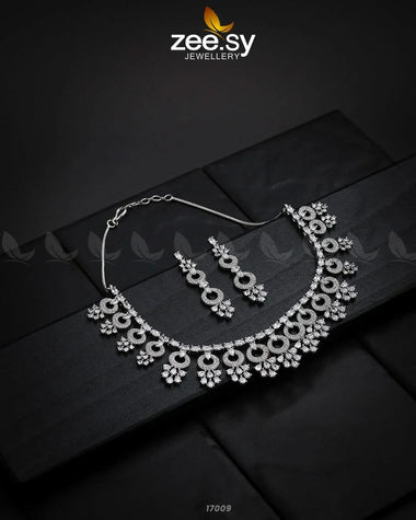 Statement Pieces Necklace Silver white Necklace Sets - Zeesy Jewellery Pakistan | Premium Artificial & Imitation Jewellery