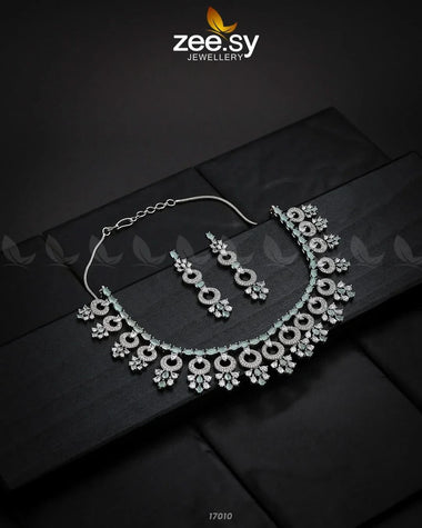 Statement Pieces Necklace Silver Mint Green Necklace Sets - Zeesy Jewellery Pakistan | Premium Artificial & Imitation Jewellery