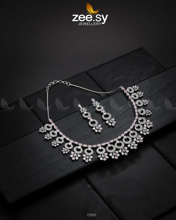 Statement Pieces Necklace Silver Mint Pink Necklace Sets - Zeesy Jewellery Pakistan | Premium Artificial & Imitation Jewellery