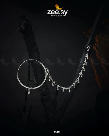 Bride Dazzling Nose Ring Silver Nose ring - Zeesy Jewellery Pakistan | Premium Artificial & Imitation Jewellery