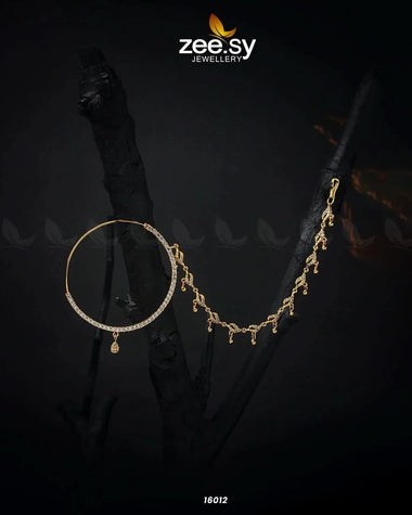 Bride Dazzling Nose Ring Golden Nose ring - Zeesy Jewellery Pakistan | Premium Artificial & Imitation Jewellery