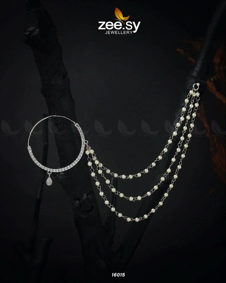 Bride Zircan Nose Ring Silver Nose ring - Zeesy Jewellery Pakistan | Premium Artificial & Imitation Jewellery